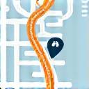 Map with a cycling route icon