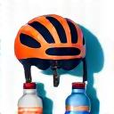 Cycling helmet and water bottle icons