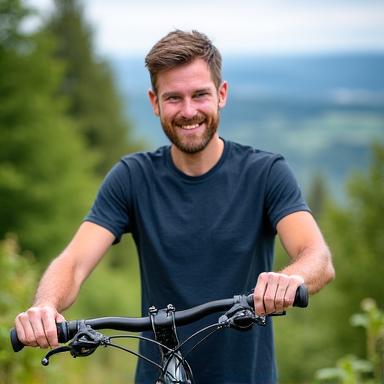 Liam Byrne, a friendly man with a bicycle in an outdoor setting